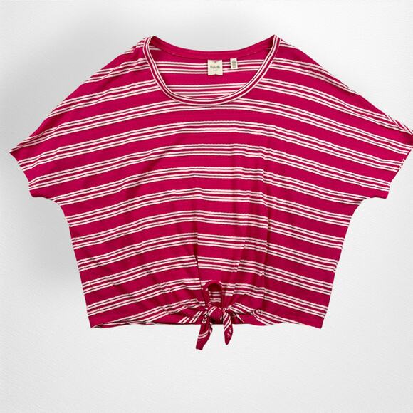 Rafaella Sport Women's Striped Dolan Sleeve Tie‎ Knot Top Sie XL - Picture 1 of 4